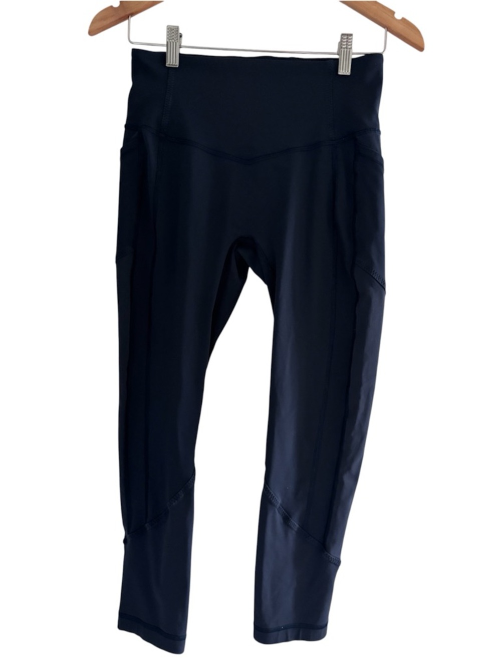 Lululemon High Rise Crop Leggings With Pockets Navy Teal Size 8
